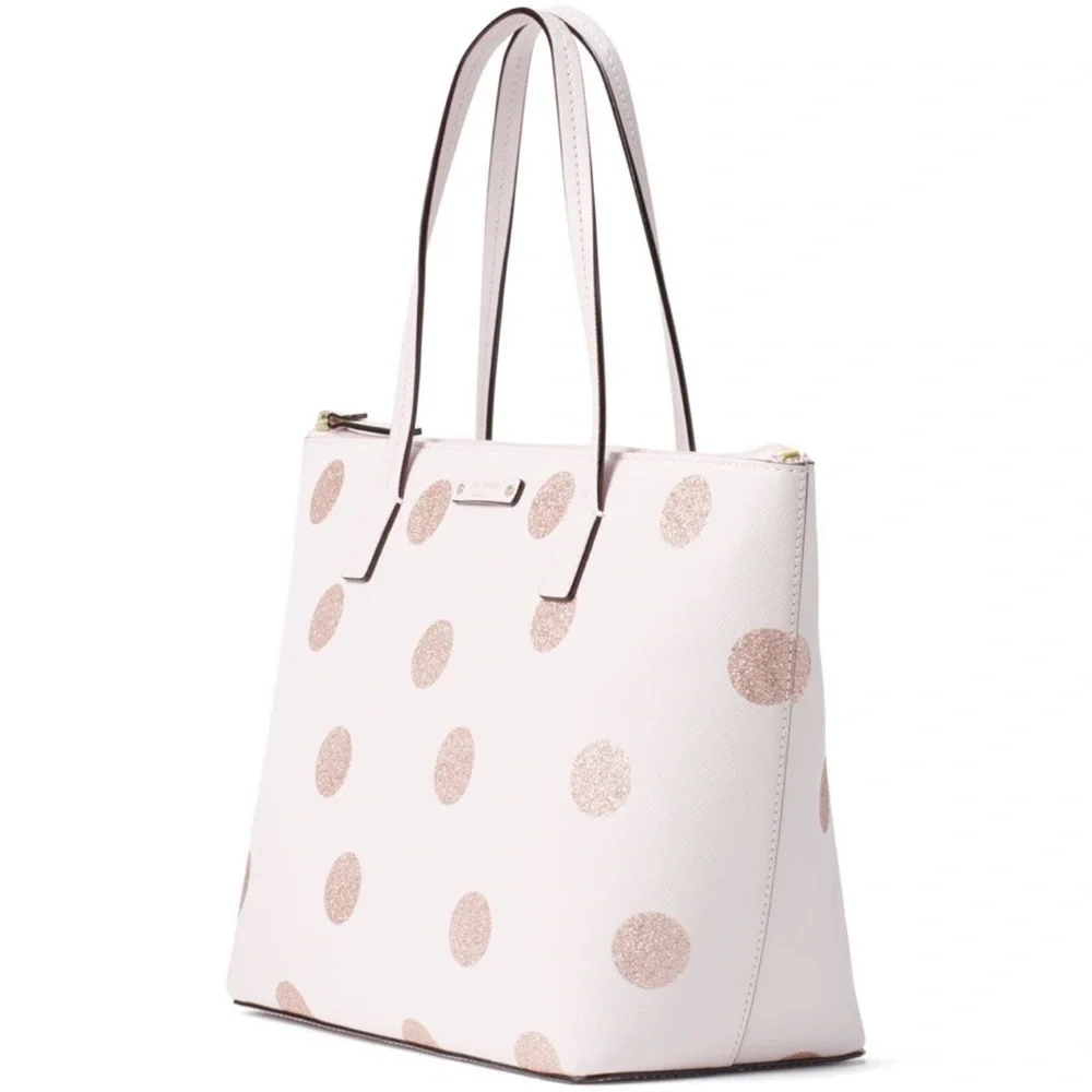 Kate Spade Light Pink Tote with Glitter Polka Dots